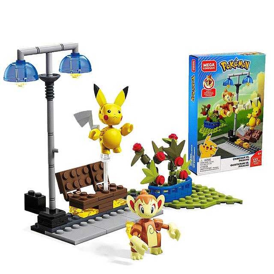 PKM Pokemon Bausteine | Mega Construx Classic Pokemon Chimchar / Panflam - Pikachu Bausteine Set