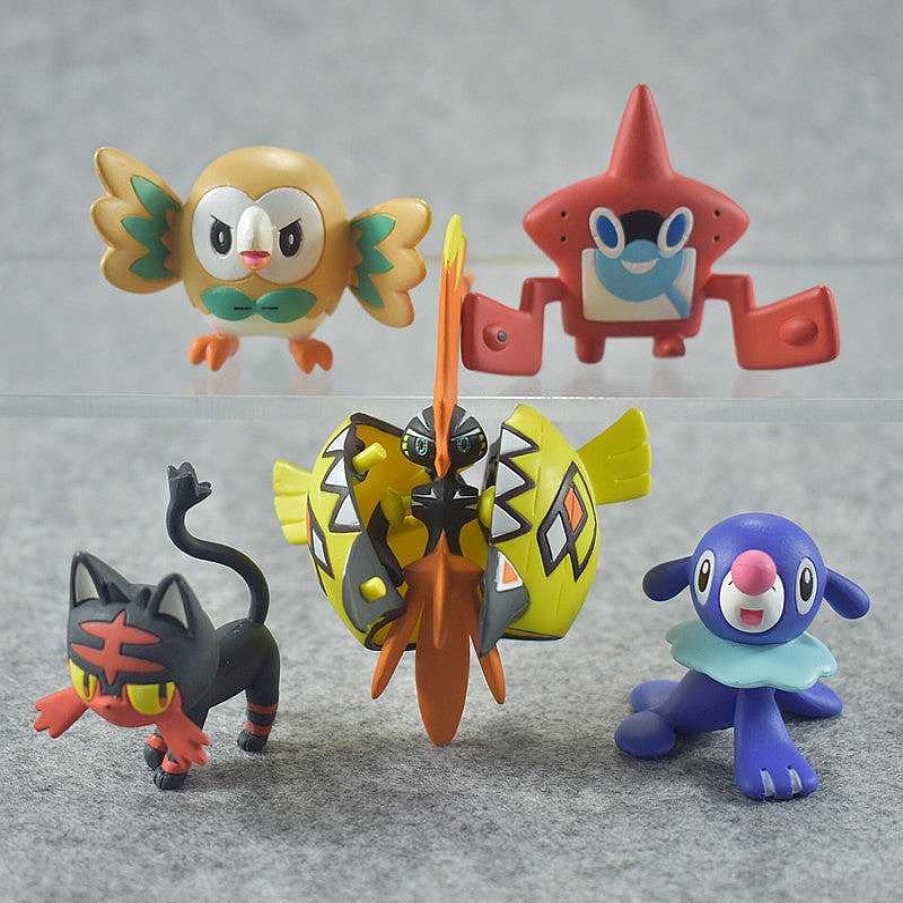 PKM Pokemon Spielzeug | 5Er Set Pokemon Spielzeug Pikachu Figuren Rowlet Popplio Litten Tapu Koko