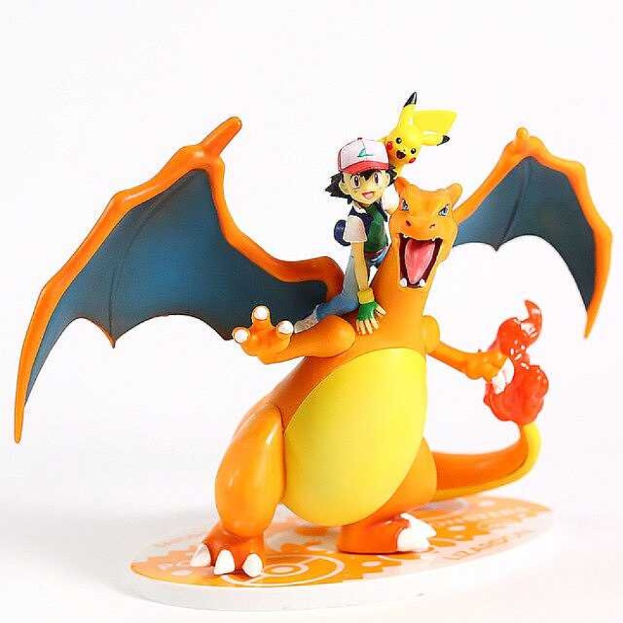 PKM Pokemon Figuren | Ash Ketchum & Charizard / Glurak Lizardon Sammel Figur Pokemon