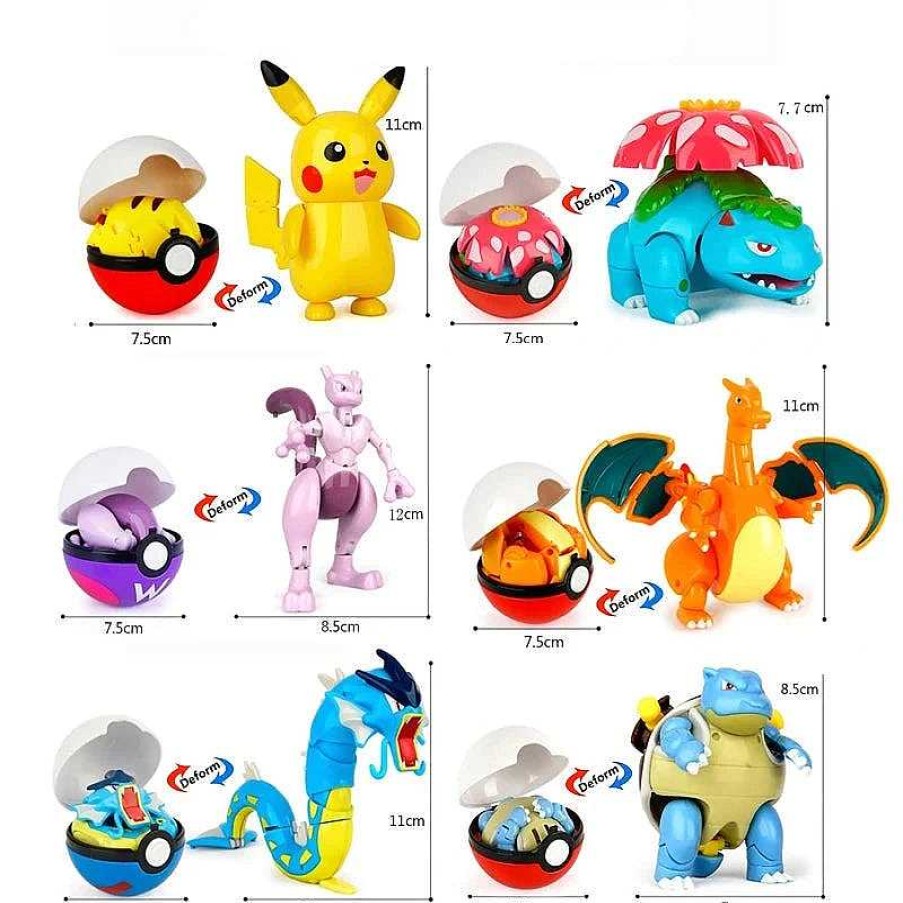 PKM Pokeball & Pokeballe | 6Er Set Grose Pokeballe Mit Pokemon Figuren Spielzeug