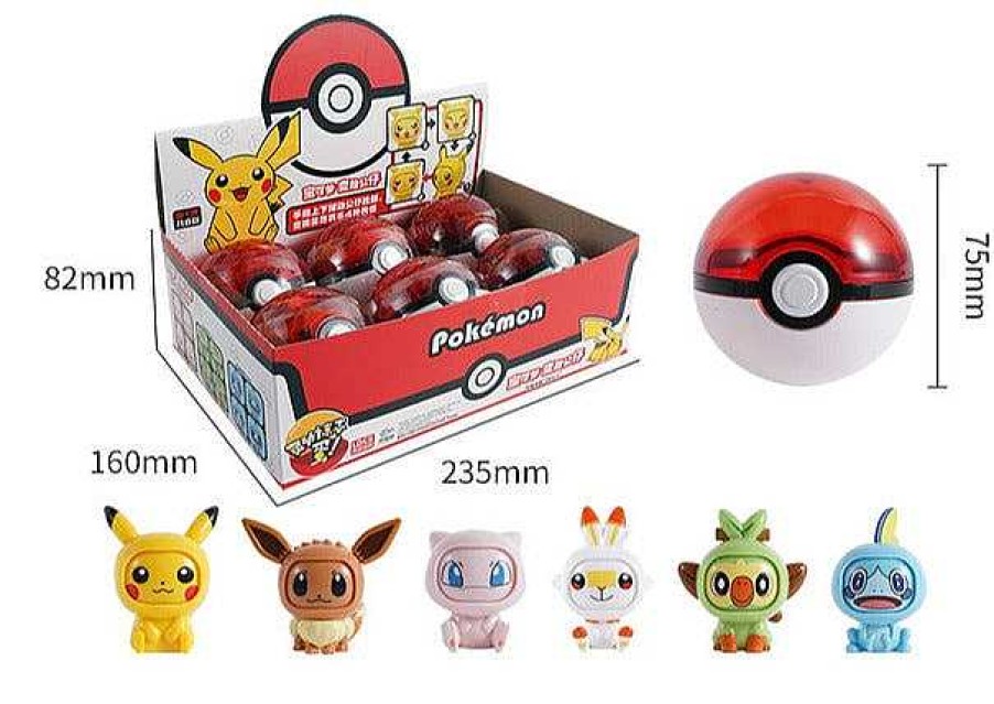 PKM Pokemon Figuren | Pokemon Spielbox Mit Pokeball Und Gesichter-Wechselnden Pokemons