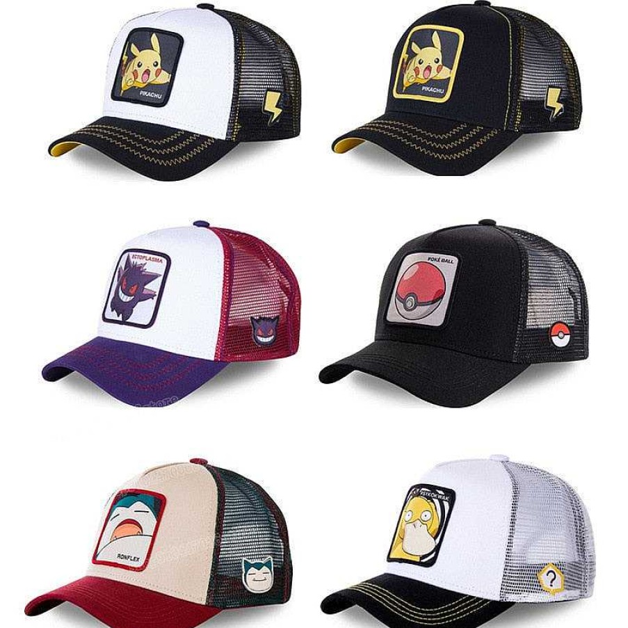 PKM Pokemon Mutzen & Caps | Pika Mutze - Baseball Cap - Pokemon Cap (Pikachu, Enton, Gengar, Relaxo, Pokeball)