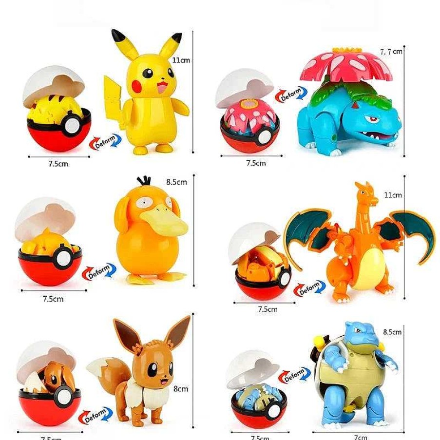 PKM Pokemon Spielzeug | 6Er Set Grose Pokeballe Mit Pokemon Figuren Spielzeug