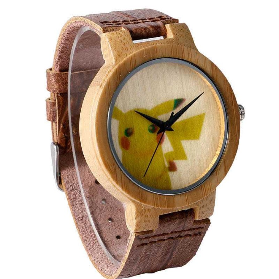 PKM Sonstiges Merchandise | Pikachu Pokemon Bambus Holz Armbanduhr