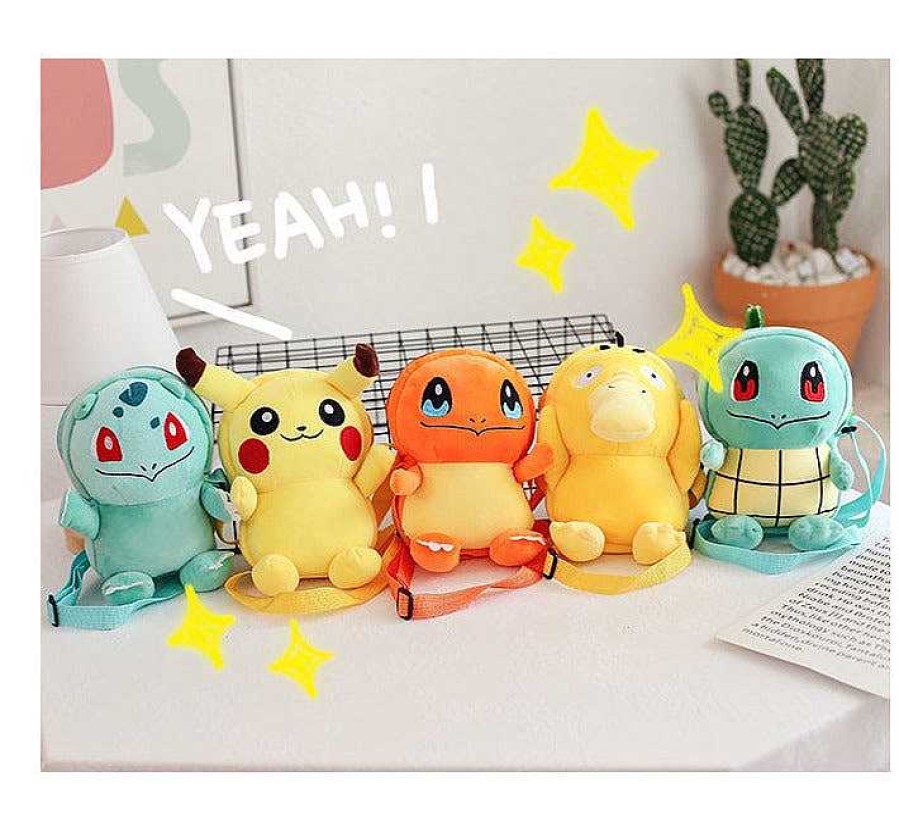 PKM Sonstiges Merchandise | Bisasam Bulbasaur, Pikachu, Enton, Glumanda Plusch Kleine Tasche Rucksack