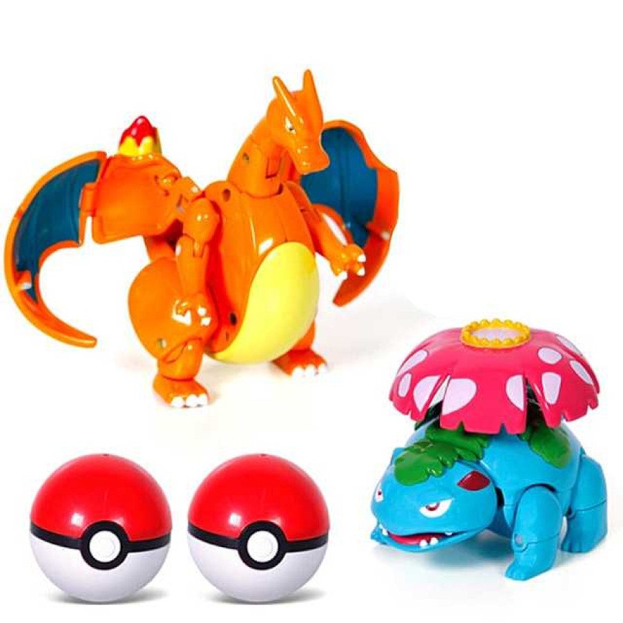 PKM Pokemon Spielzeug | Pokemon Pokeball Set Mit Figur (Pikachu, Glurak, Bisaflor, Turtok, Garados)