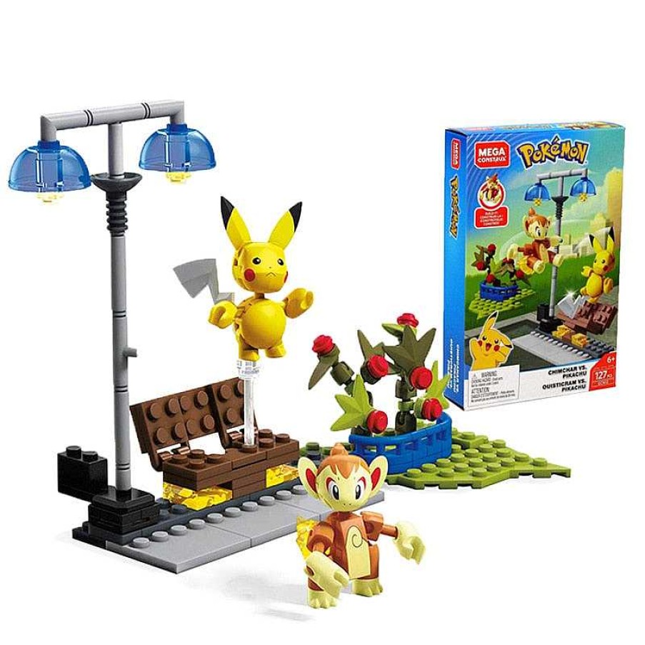 PKM Pokemon Bausteine | Mega Construx Classic Pokemon Chimchar / Panflam - Pikachu Bausteine Set