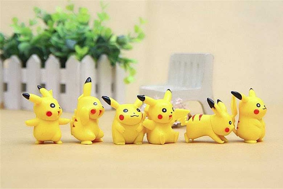 PKM Pokemon Figuren | 6 Pikachu Pvc Pokeball Figuren (Ca.4 Cm)