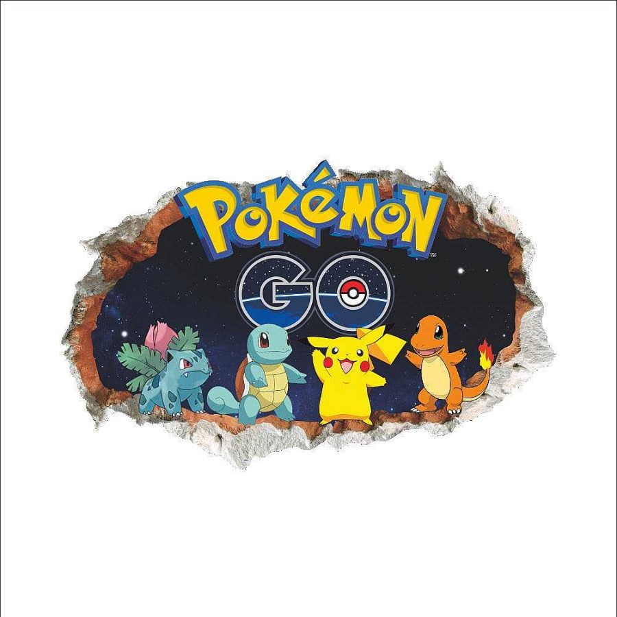 PKM Detektiv Pikachu | 3D Pokemon Detektiv Pikachu Wand Sticker (45Cm*60Cm)