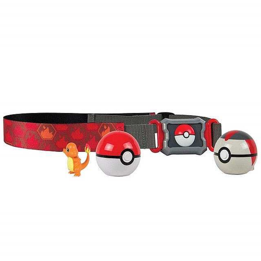 PKM Pokemon Spielzeug | Pokemon Trainer Set Mit Gurtel, Pokeball, Tasche Und Figur