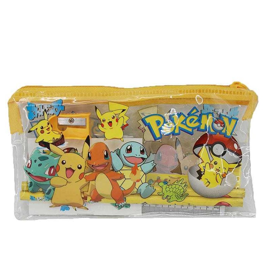 PKM Sonstiges Merchandise | Pokemon Schul Set Mit Tasche, Stift, Aufkleber, Anspitzer, Radiergummi Etc.