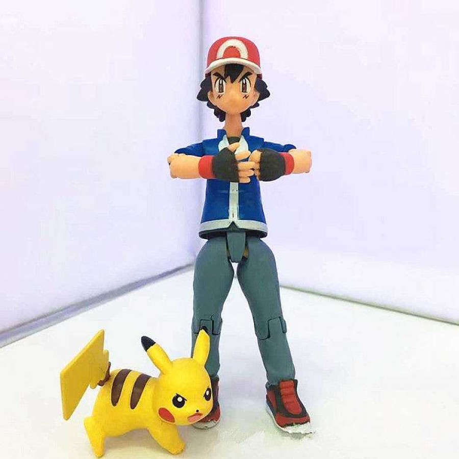 PKM Pokemon Figuren | Ash Ketchum Mit Pikachu, Glumanda Und Schiggy Action Spiel Figur