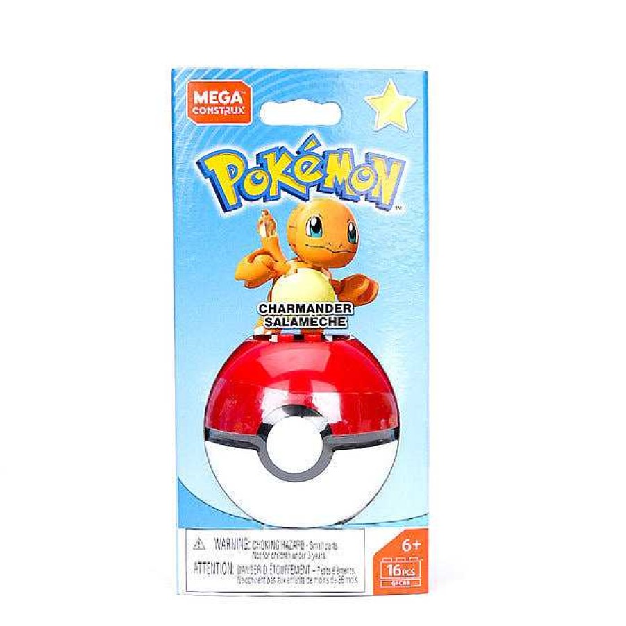 PKM Pokemon Spielzeug | Mega Construx Pokemon Pokeball (Pikachu, Mauzi, Glumanda, Bisasam, Schiggy Pummeluff) Mit Pokemon Ball