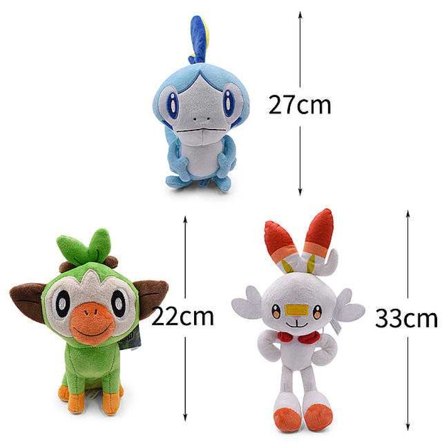 PKM Pokemon Kuscheltiere | 3-Teilige Pokemon Pluschfiguren Regionen-Sammlung