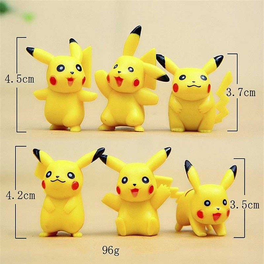 PKM Pokemon Figuren | 6 Pikachu Pvc Pokeball Figuren (Ca.4 Cm)