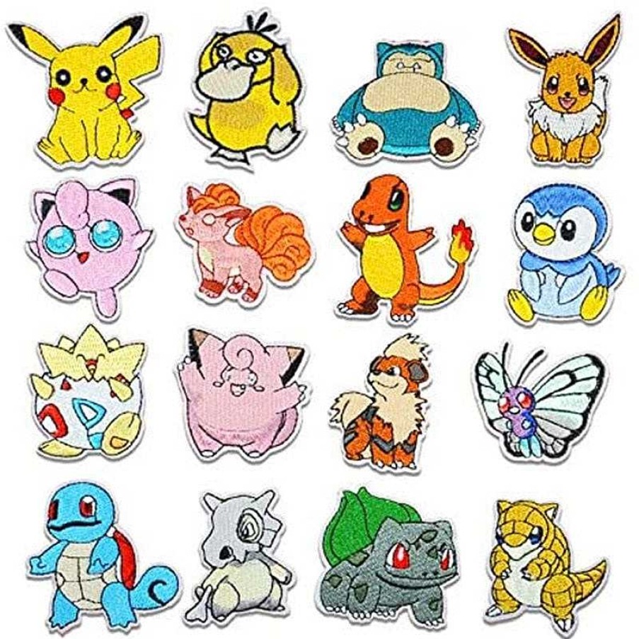 PKM Sonstiges Merchandise | 16 Stk. Pokemon Stoff-Patches Zum Aufnahen