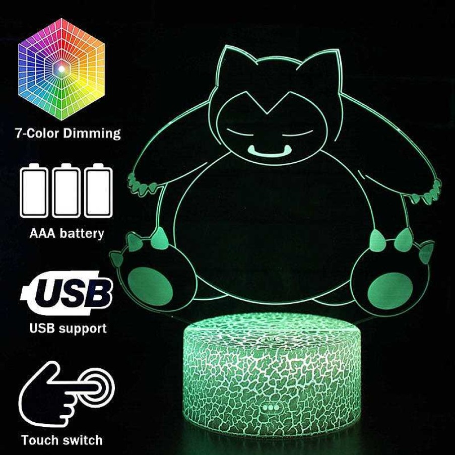 PKM Sonstiges Merchandise | Snorlax Relaxo Nachtlicht Tischlampe 3D Led Lampe