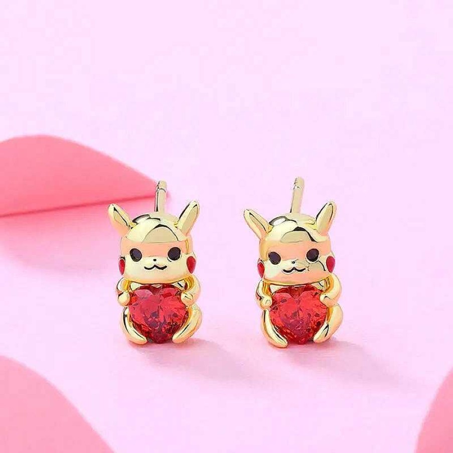 PKM Sonstiges Merchandise | Pikachu Mit Herz Goldkette Oder Ohrringe