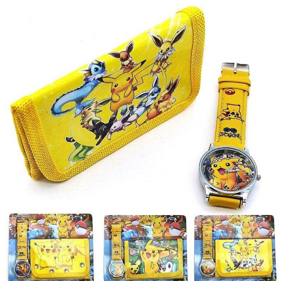 PKM Sonstiges Merchandise | Pokemon Kinder Armbanduhr Mit Kinder Portmonee Set