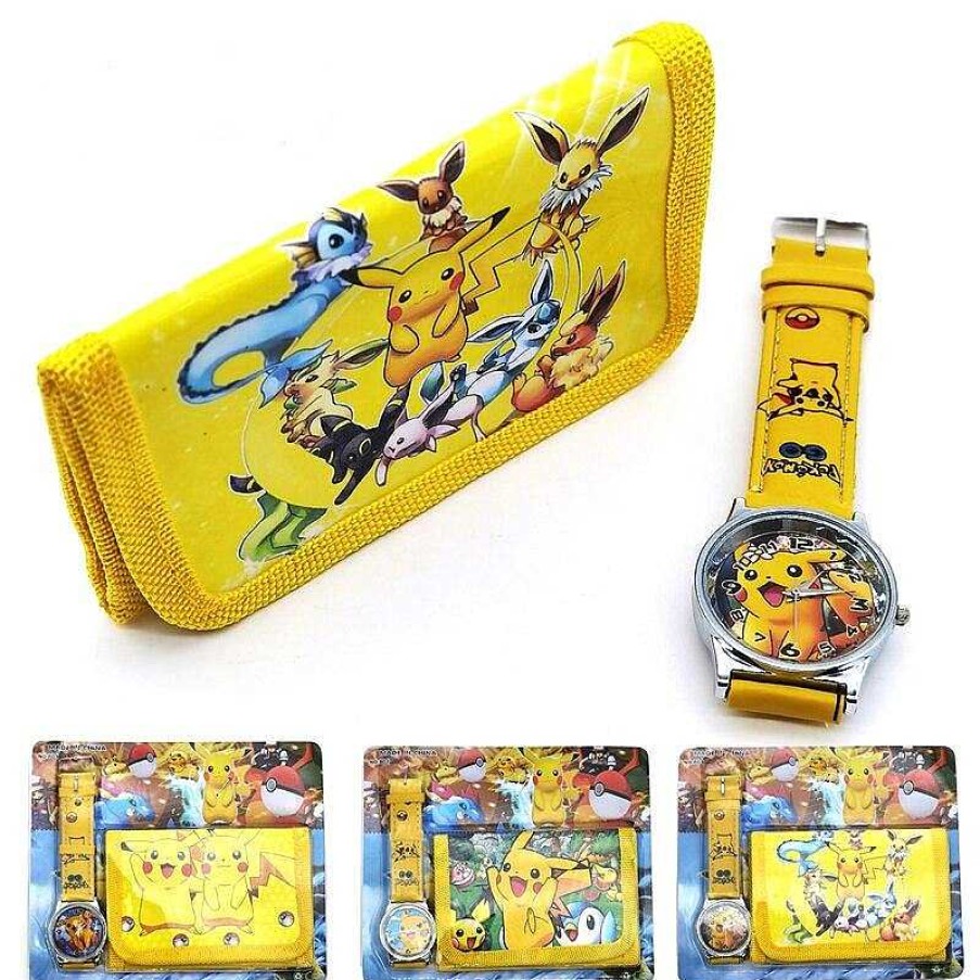 PKM Uhren Und Wecker | Pokemon Kinder Armbanduhr Mit Kinder Portmonee Set