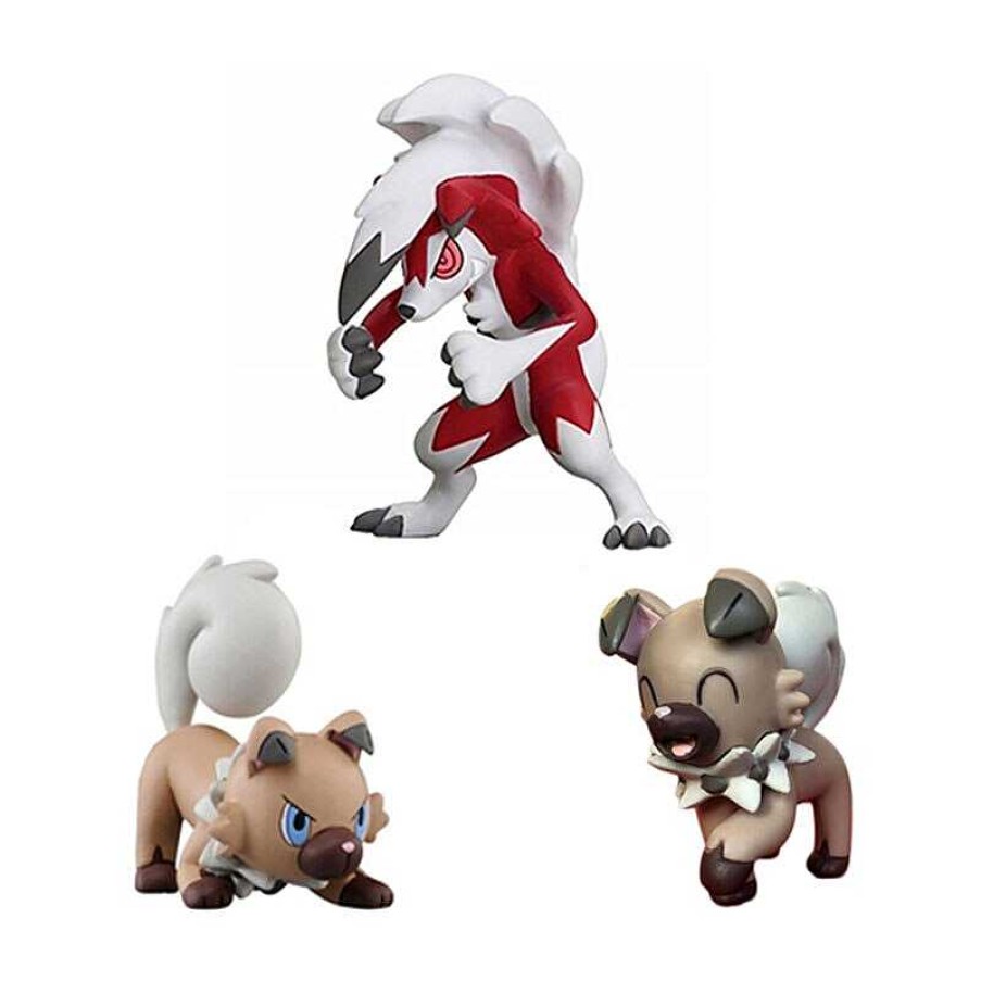 PKM Pokemon Figuren | Wuffels Rockruff Lycanroc Evolution Figuren Pokemon (3 Motive Zur Wahl)