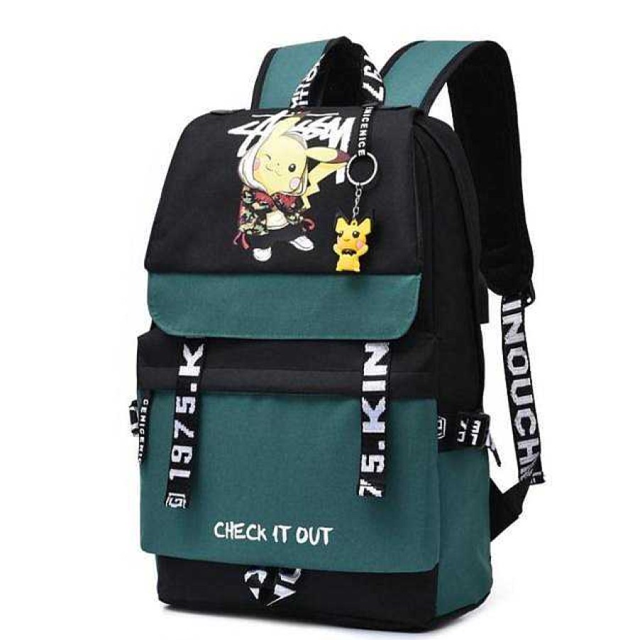 PKM Rucksacke & Taschen | Groser Pokemon Schulrucksack Mit Usb Ladebuchse Im Pikachu Look