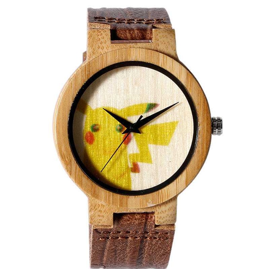 PKM Uhren Und Wecker | Pikachu Pokemon Bambus Holz Armbanduhr