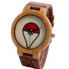 PKM Sonstiges Merchandise | Pokeball Pokemon Bambus Holz Armbanduhr