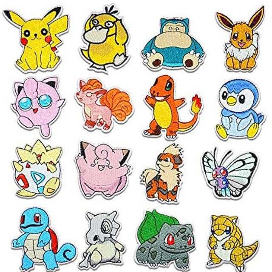 PKM Sonstiges Merchandise | 16 Stk. Pokemon Stoff-Patches Zum Aufnahen