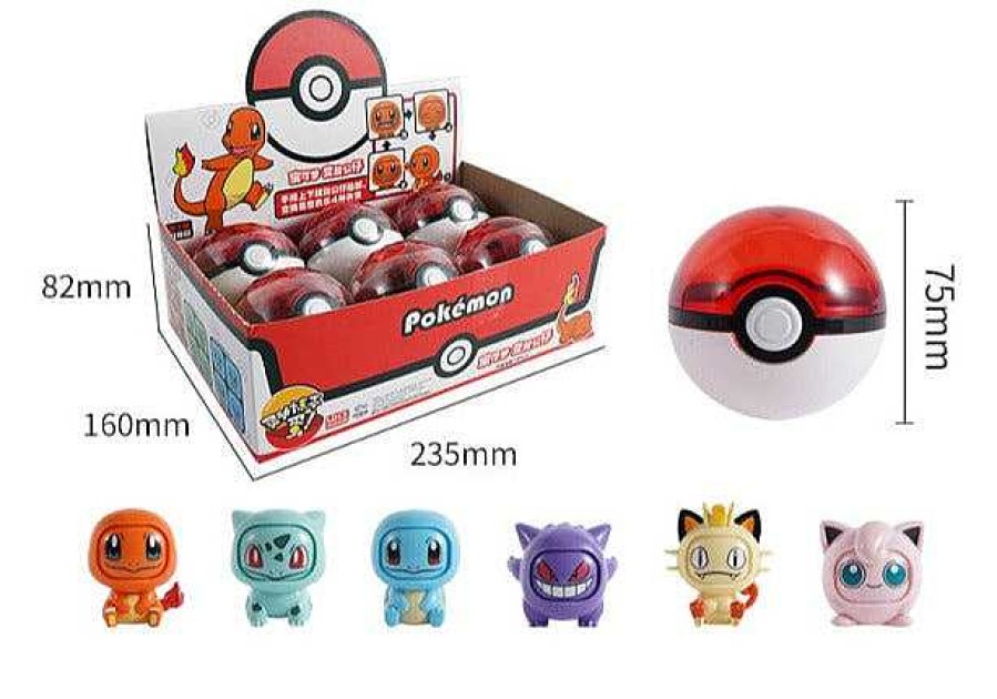 PKM Pokemon Figuren | Pokemon Spielbox Mit Pokeball Und Gesichter-Wechselnden Pokemons