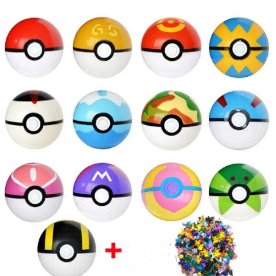 PKM Pokemon Spielzeug | Pokemon Ball Set 12 Stk. Pokeballe Mit 24 Pokemon Figuren