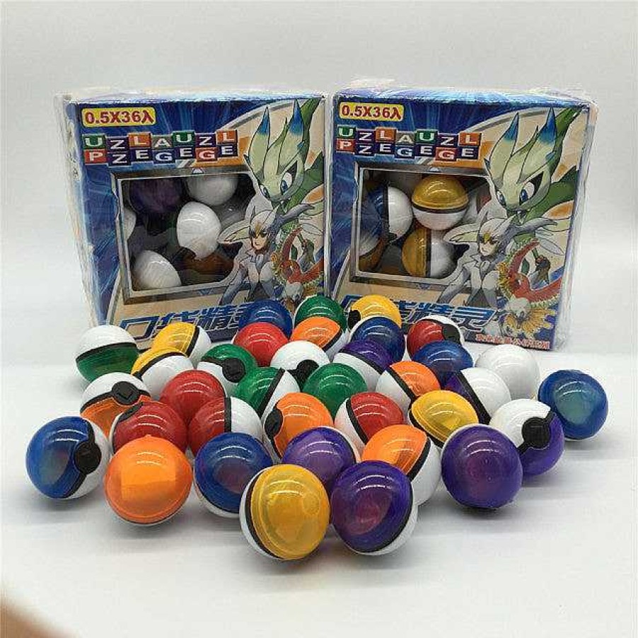 PKM Pokeball & Pokeballe | 36Er Set Kleine Pokemon Balle Mit Figur Und Sticker