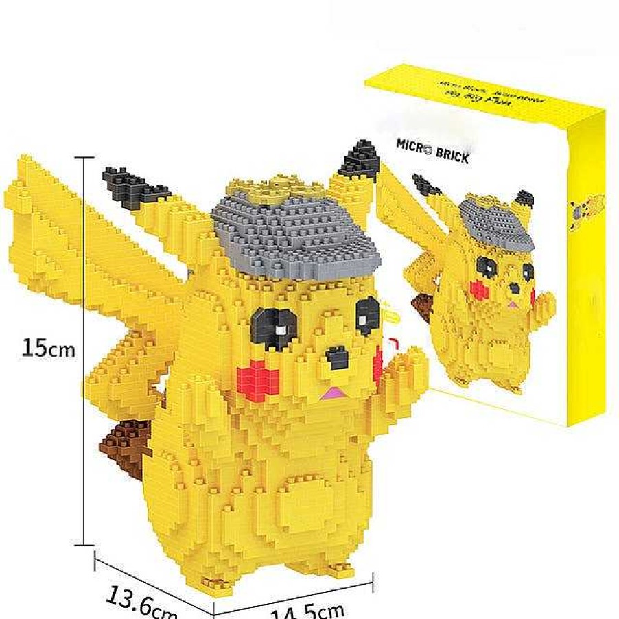 PKM Detektiv Pikachu | Detektiv Pikachu Mit Mutze 3D Bausatz, 1400 Steine