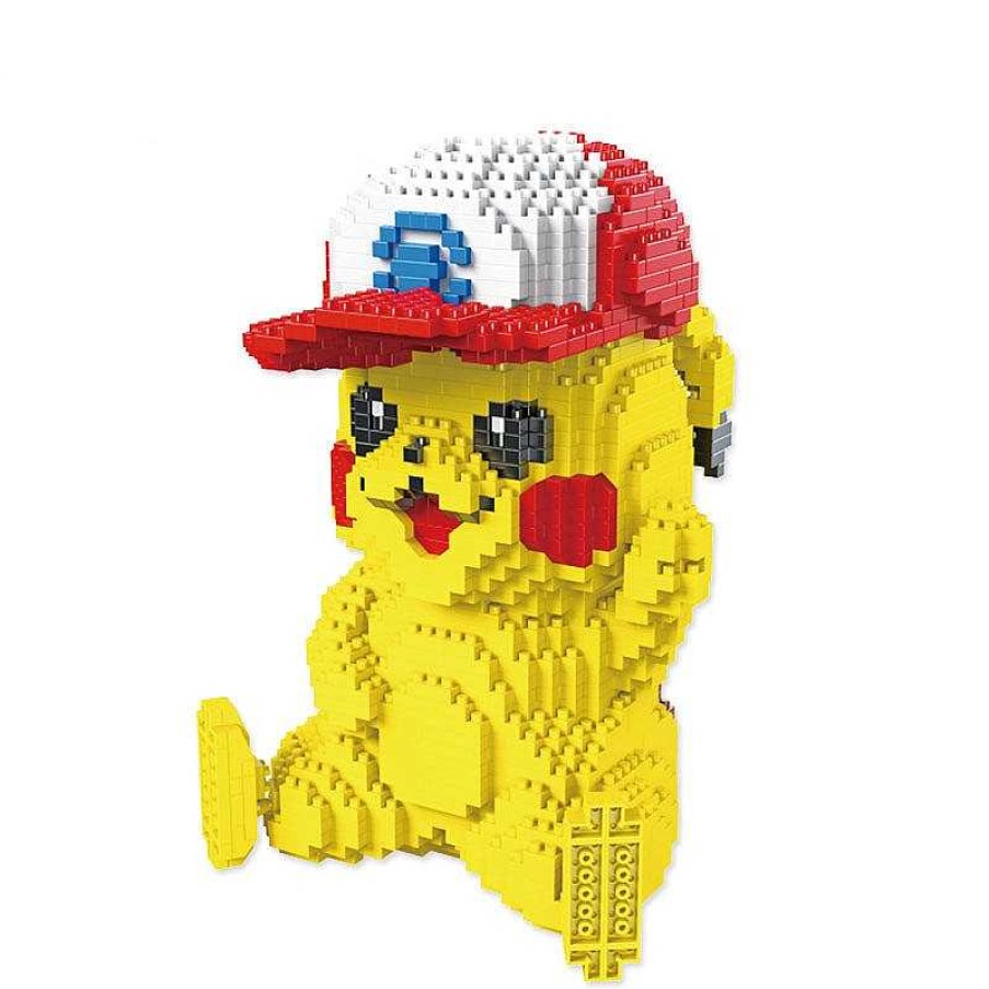 PKM Pokemon Bausteine | Pokemon Pikachu Mit Ash Ketchums Basecap 3D Bausatz, 1931 Bausteine